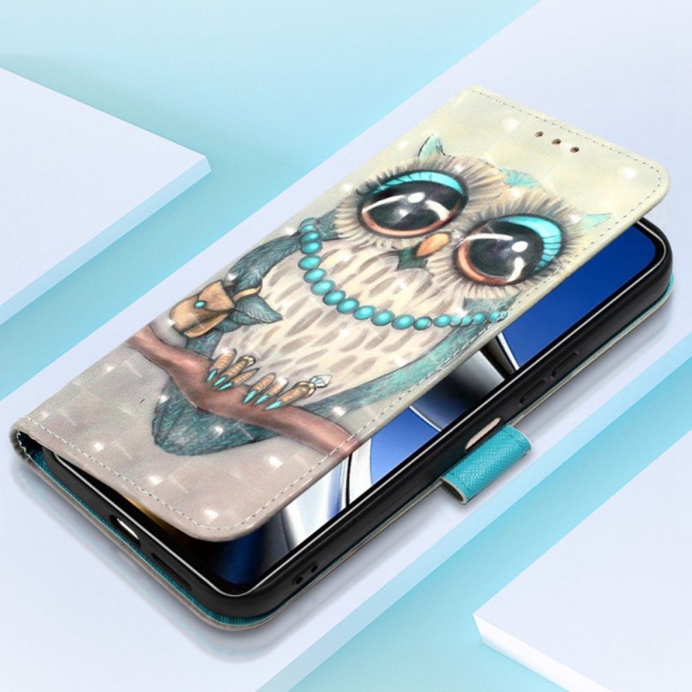 Folio-hoesje voor Poco X4 Pro 5G Met Ketting Miss Strappy Uil