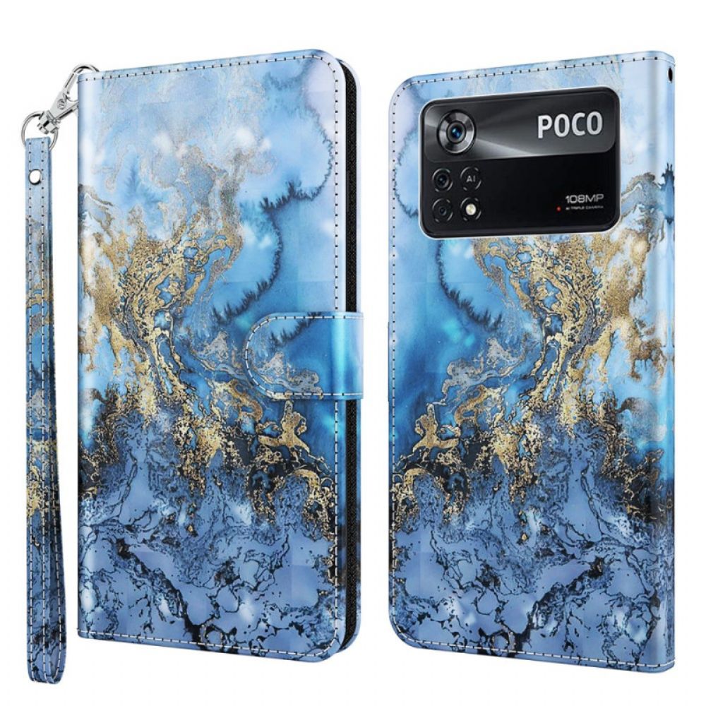 Folio-hoesje voor Poco X4 Pro 5G Met Ketting String Kunst