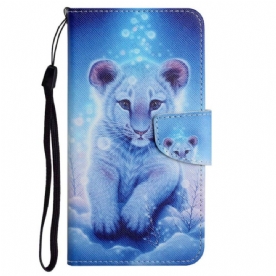 Folio-hoesje voor Poco X4 Pro 5G Met Ketting Thong Baby Tijger