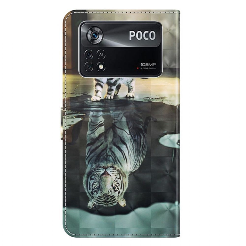 Folio-hoesje voor Poco X4 Pro 5G Met Ketting Thong Kitten Dream