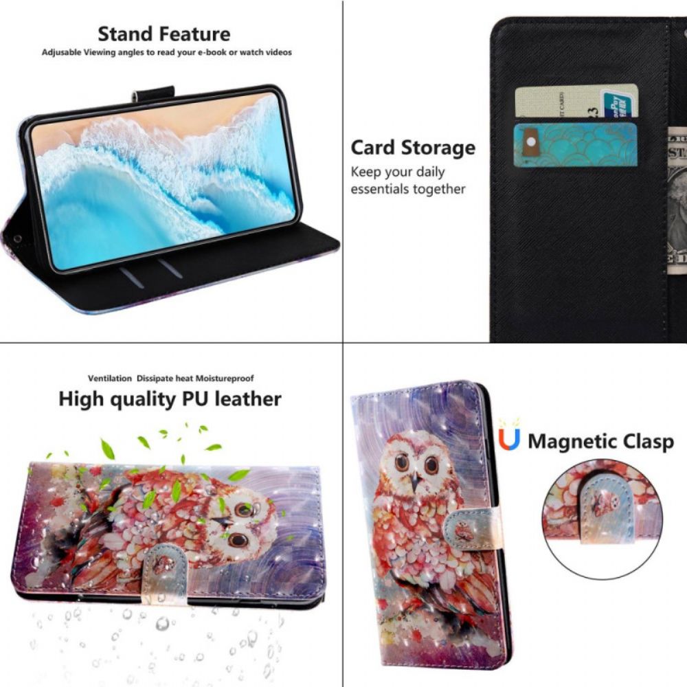 Folio-hoesje voor Poco X4 Pro 5G Met Ketting Thong Uil