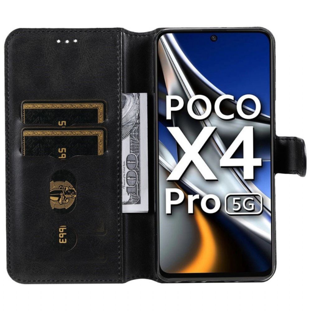 Leren Hoesje voor Poco X4 Pro 5G Klassiek Leereffect