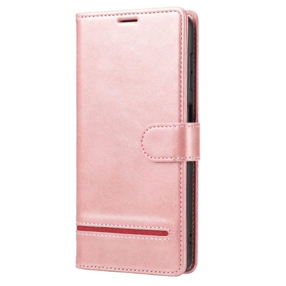 Leren Hoesje voor Poco X4 Pro 5G Lijnleereffect