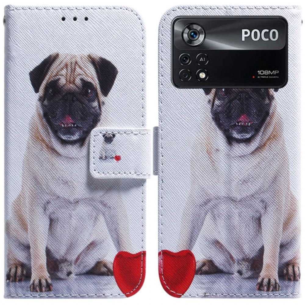 Leren Hoesje voor Poco X4 Pro 5G Mopshond