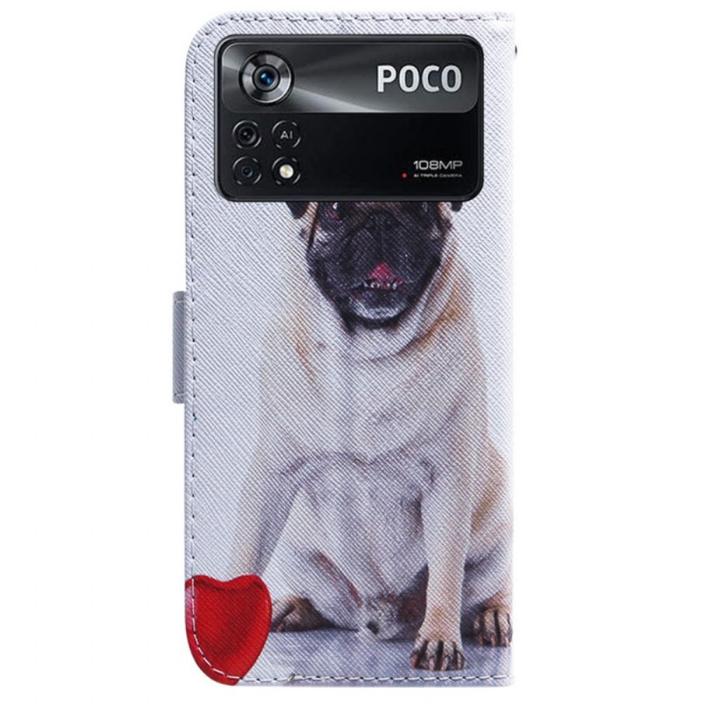Leren Hoesje voor Poco X4 Pro 5G Mopshond