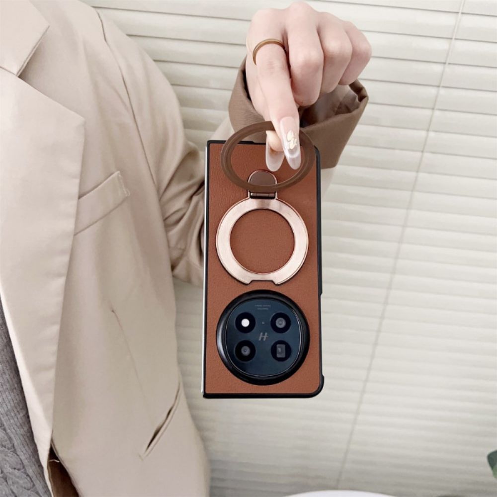 Hoesje Oppo Find N5 Ringhouder Van Imitatieleer Bescherming Hoesje