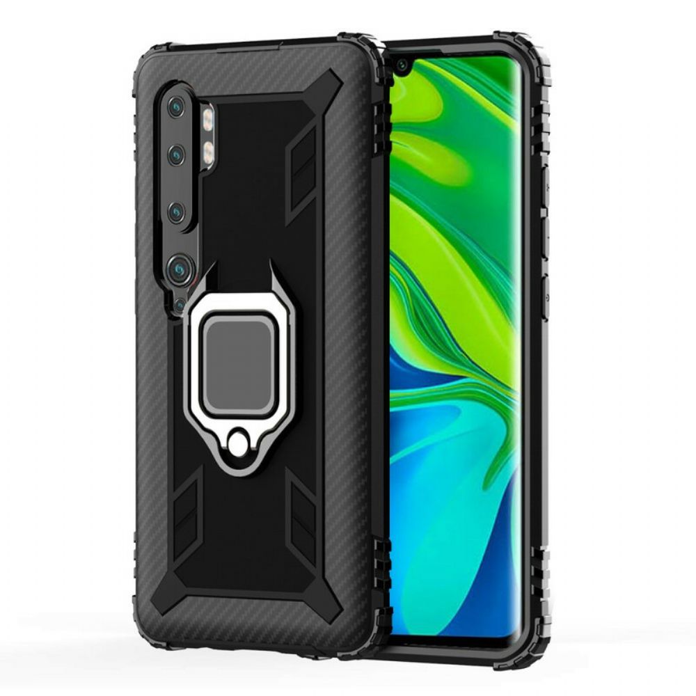 Hoesje voor Xiaomi Mi Note 10 / 10 Pro Ring En Koolstofvezel