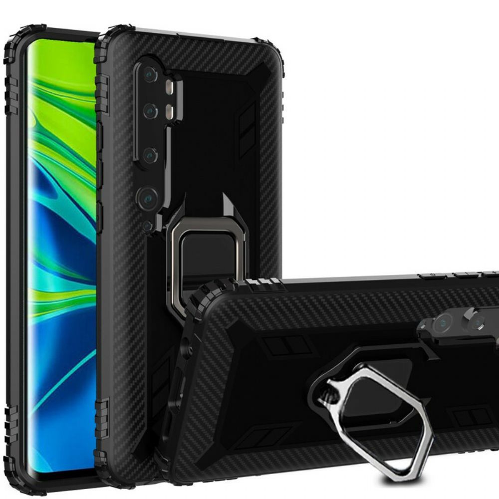 Hoesje voor Xiaomi Mi Note 10 / 10 Pro Ring En Koolstofvezel