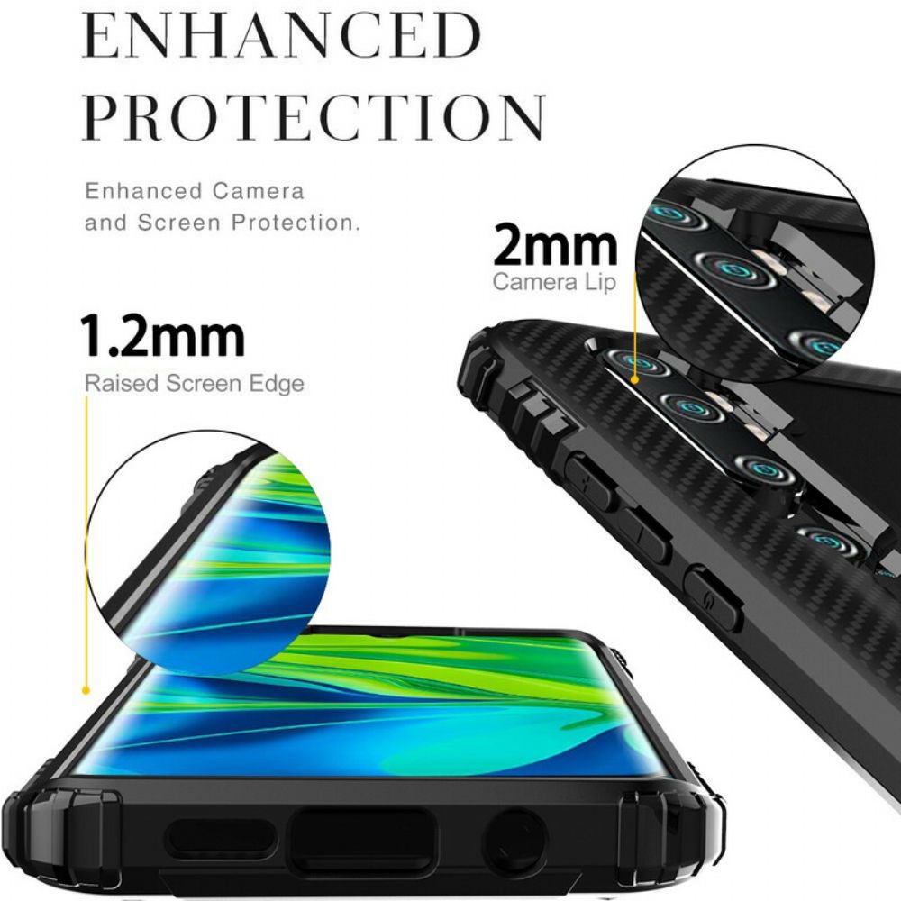 Hoesje voor Xiaomi Mi Note 10 / 10 Pro Ring En Koolstofvezel