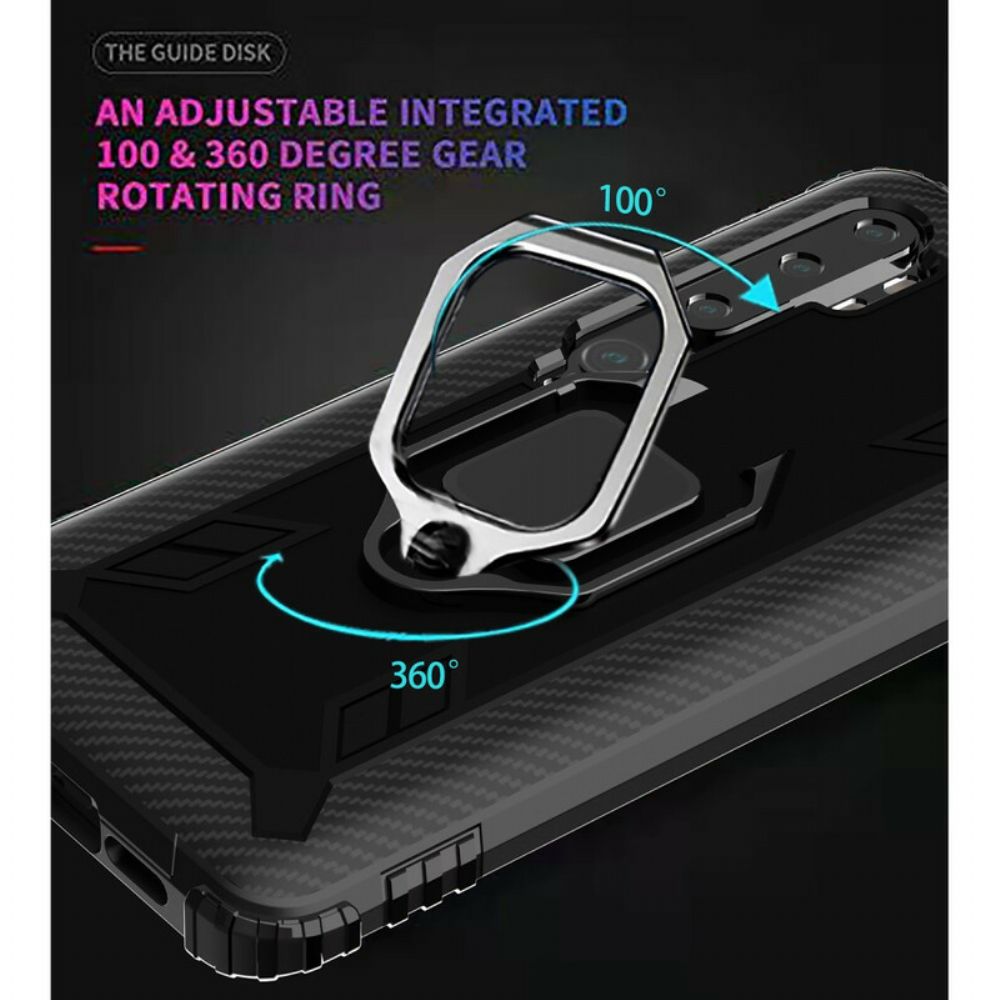 Hoesje voor Xiaomi Mi Note 10 / 10 Pro Ring En Koolstofvezel