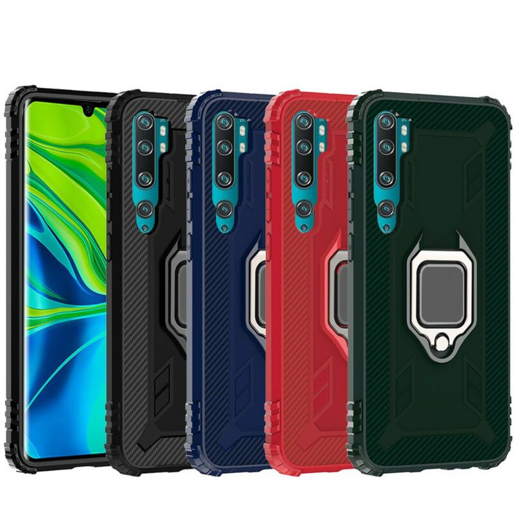 Hoesje voor Xiaomi Mi Note 10 / 10 Pro Ring En Koolstofvezel