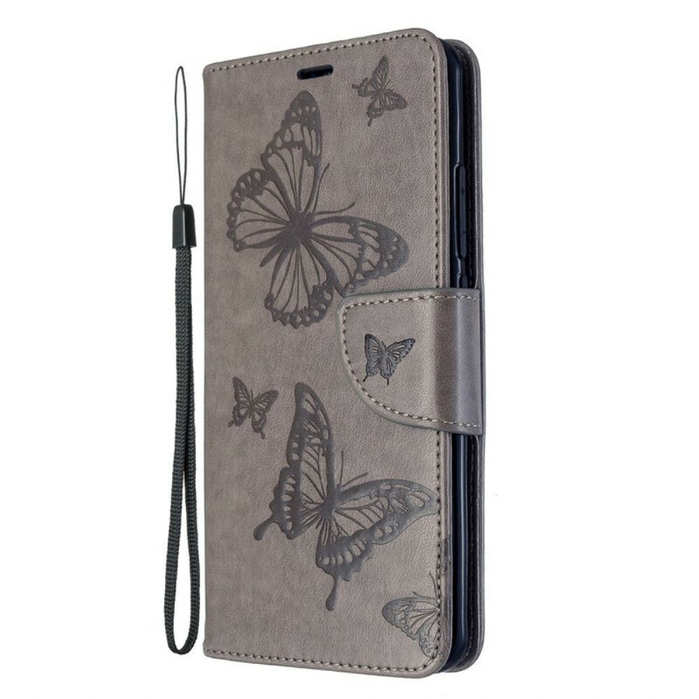 Leren Hoesje voor Xiaomi Mi Note 10 / 10 Pro Met Ketting Bandje Met Vlinderprint