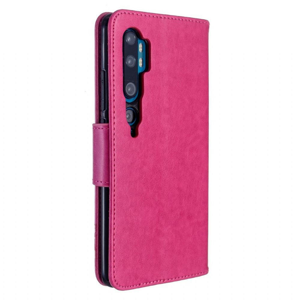 Leren Hoesje voor Xiaomi Mi Note 10 / 10 Pro Met Ketting Bandje Met Vlinderprint