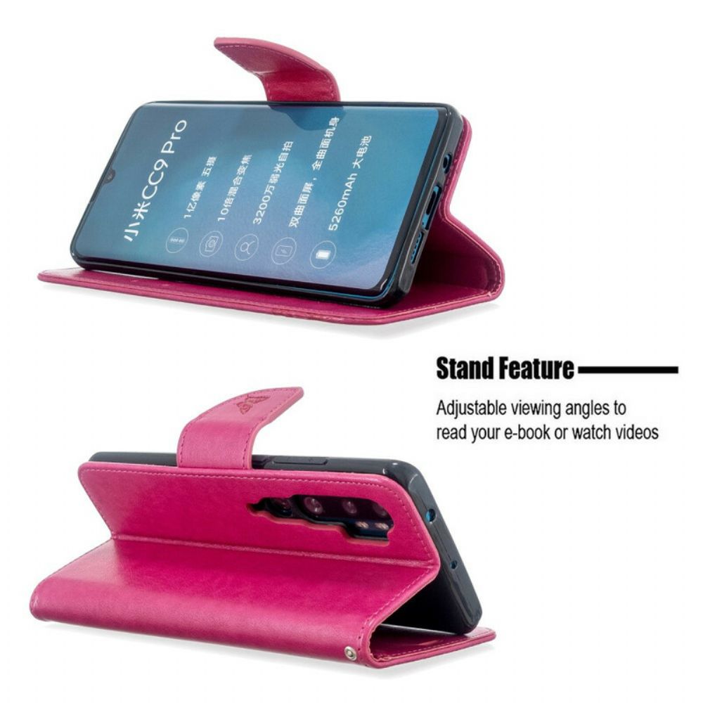 Leren Hoesje voor Xiaomi Mi Note 10 / 10 Pro Met Ketting Bandje Met Vlinderprint