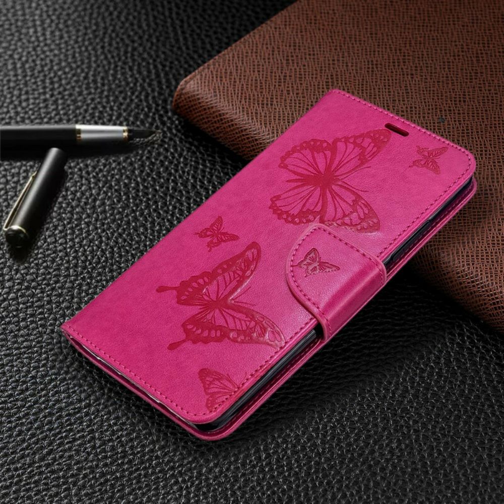 Leren Hoesje voor Xiaomi Mi Note 10 / 10 Pro Met Ketting Bandje Met Vlinderprint