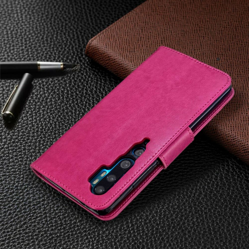 Leren Hoesje voor Xiaomi Mi Note 10 / 10 Pro Met Ketting Bandje Met Vlinderprint