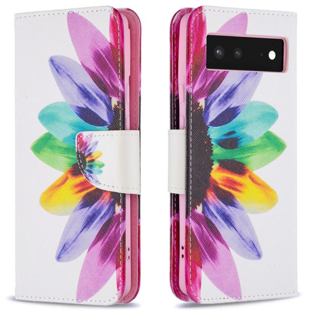 Bescherming Hoesje voor Google Pixel 6 Folio-hoesje Aquarel Bloem