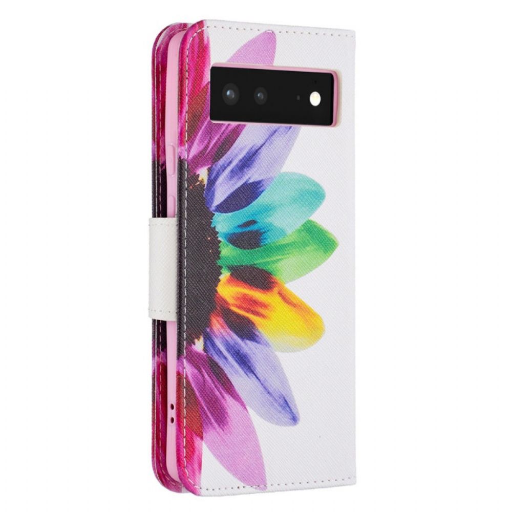 Bescherming Hoesje voor Google Pixel 6 Folio-hoesje Aquarel Bloem