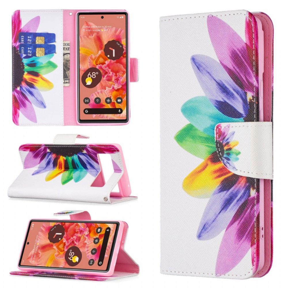 Bescherming Hoesje voor Google Pixel 6 Folio-hoesje Aquarel Bloem