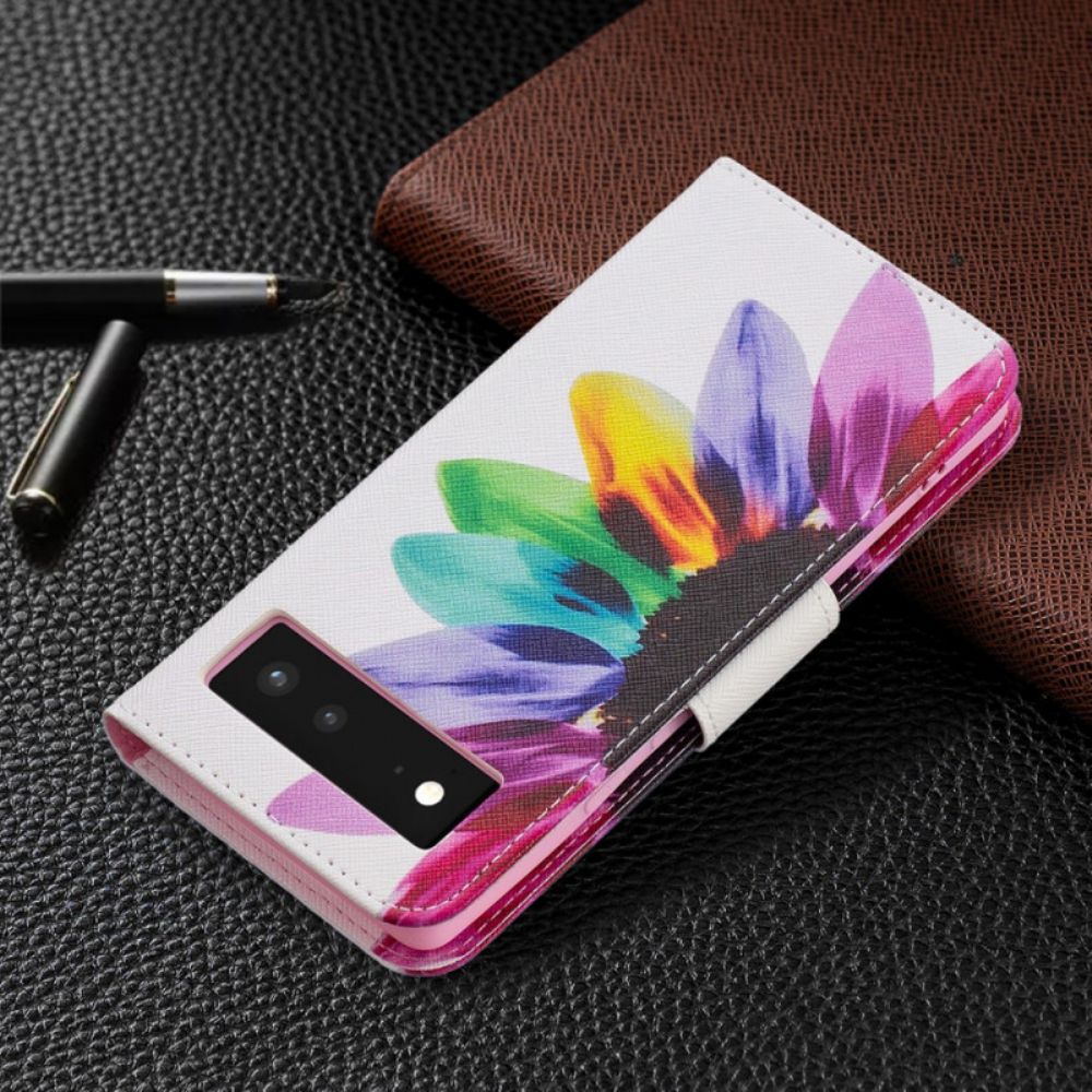 Bescherming Hoesje voor Google Pixel 6 Folio-hoesje Aquarel Bloem