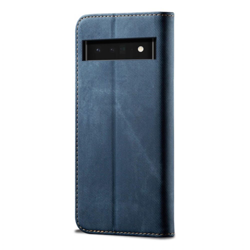 Bescherming Hoesje voor Google Pixel 6 Folio-hoesje Denim Stof