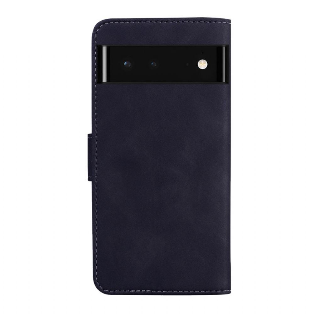 Flip Case voor Google Pixel 6 Zwart Leereffect