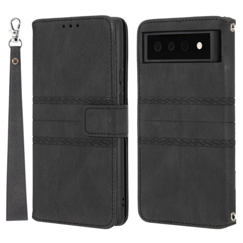 Folio-hoesje voor Google Pixel 6 Kant Naden