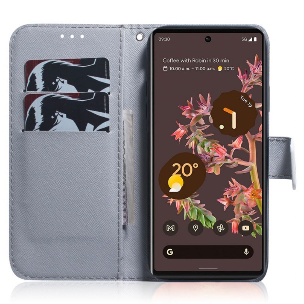 Leren Hoesje voor Google Pixel 6 Uilen Schilderen
