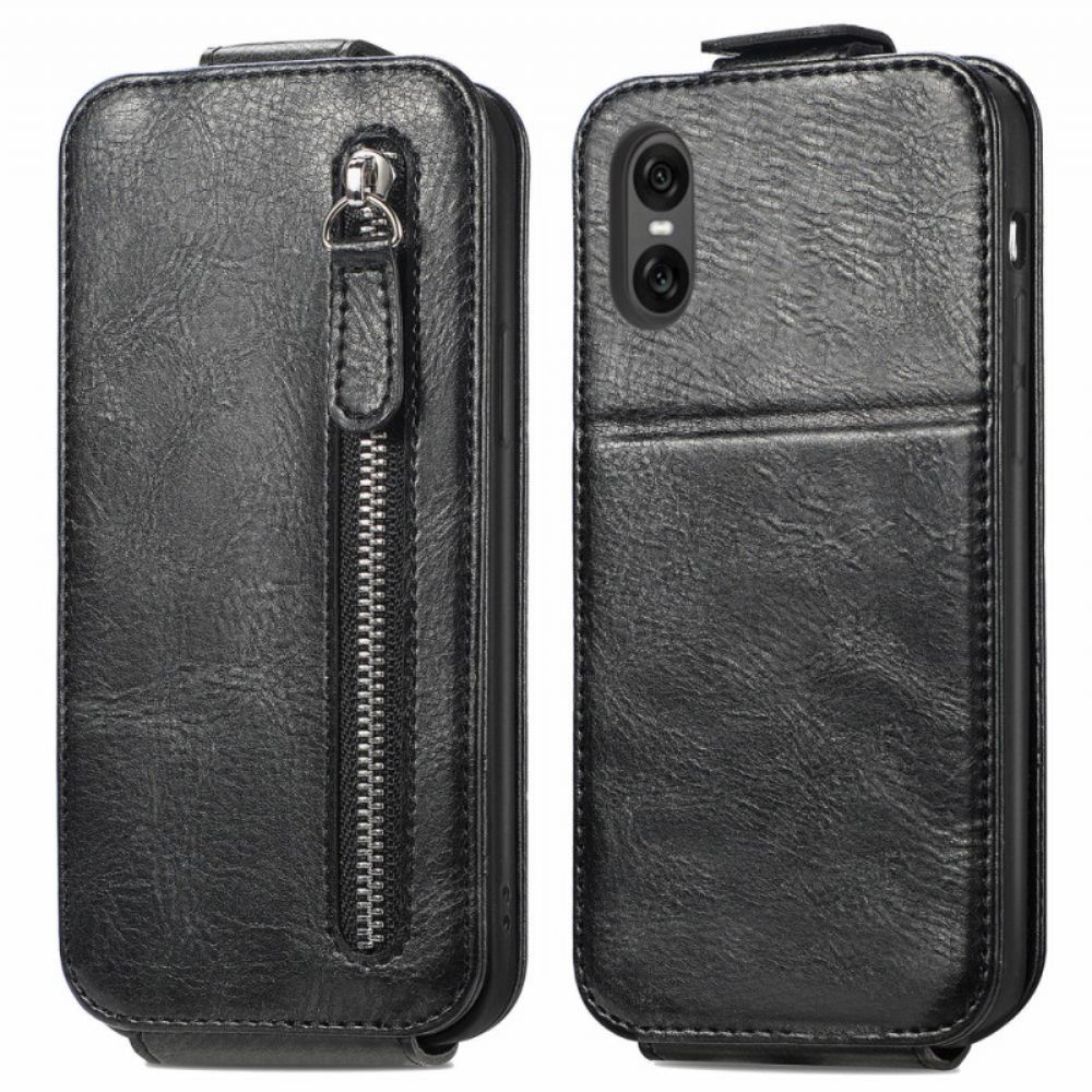 Flip Case Leren Sony Xperia 10 Vi Portemonnee Met Verticale Klep