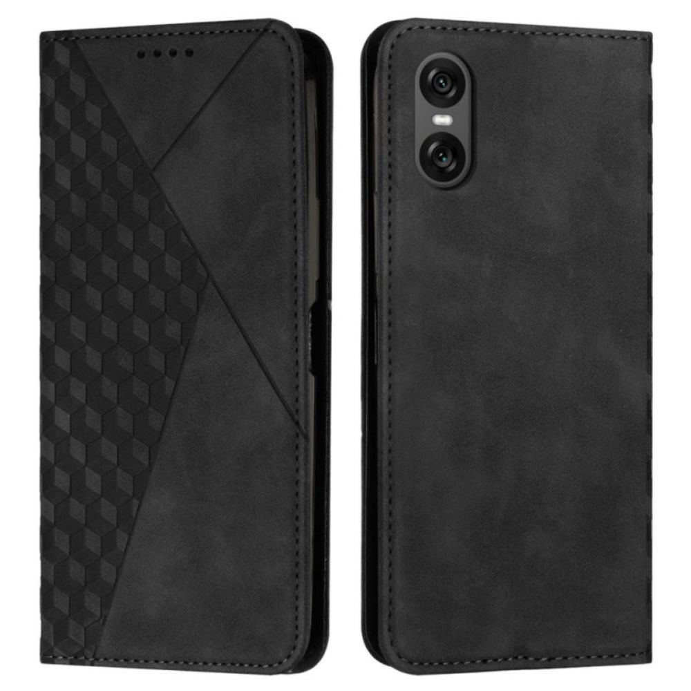 Folio-hoesje Sony Xperia 10 Vi Telefoonhoesje Diamantprint Met Band