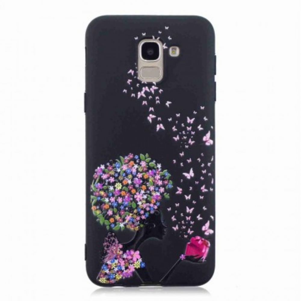 Hoesje voor Samsung Galaxy J6 Vrouw Met Bloemhoofd