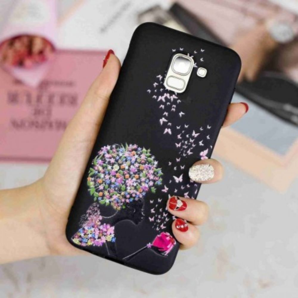 Hoesje voor Samsung Galaxy J6 Vrouw Met Bloemhoofd