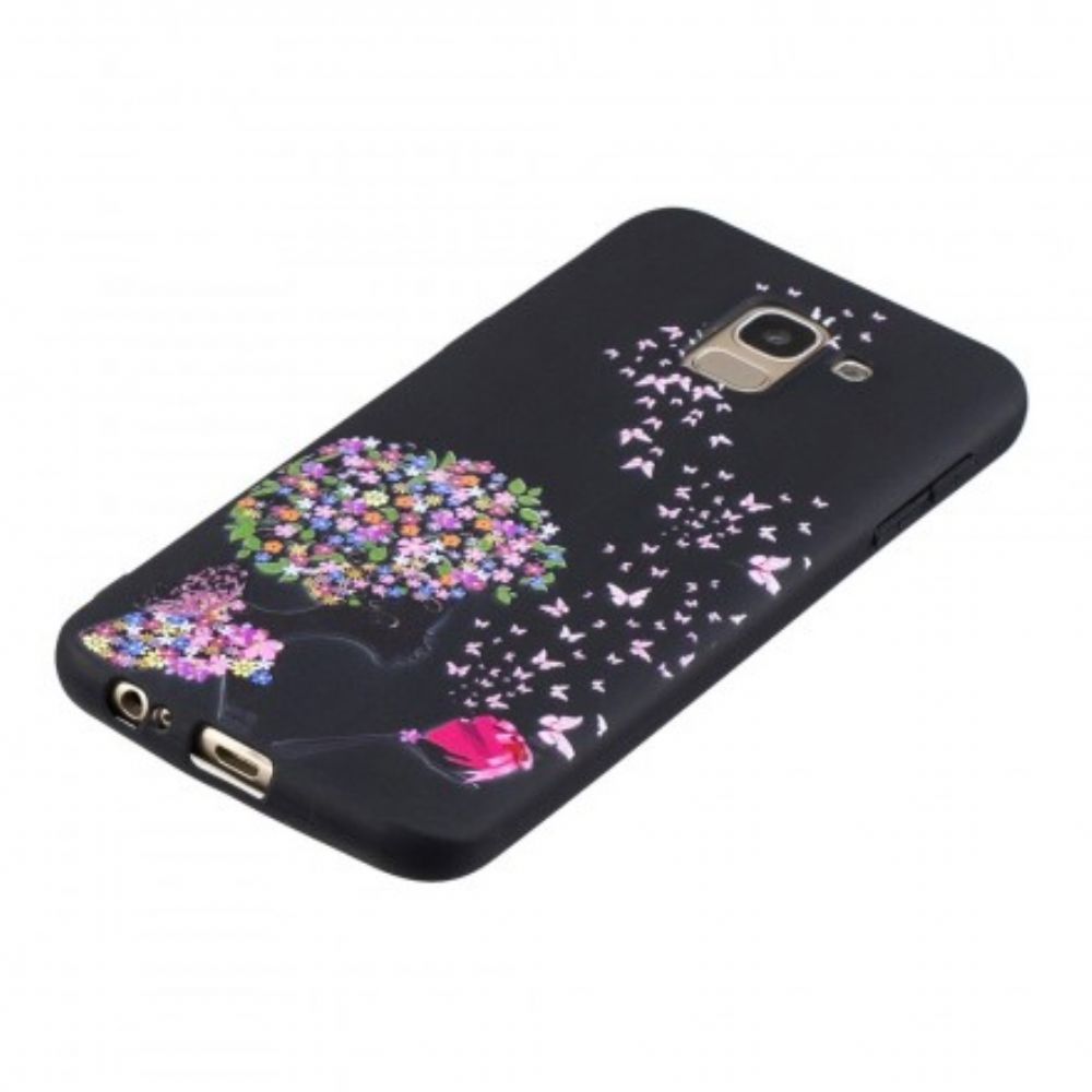 Hoesje voor Samsung Galaxy J6 Vrouw Met Bloemhoofd