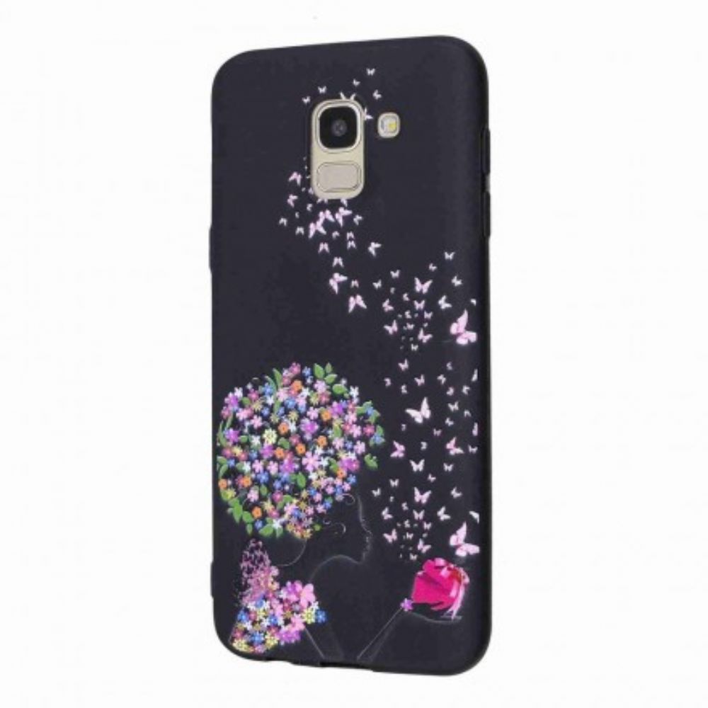 Hoesje voor Samsung Galaxy J6 Vrouw Met Bloemhoofd
