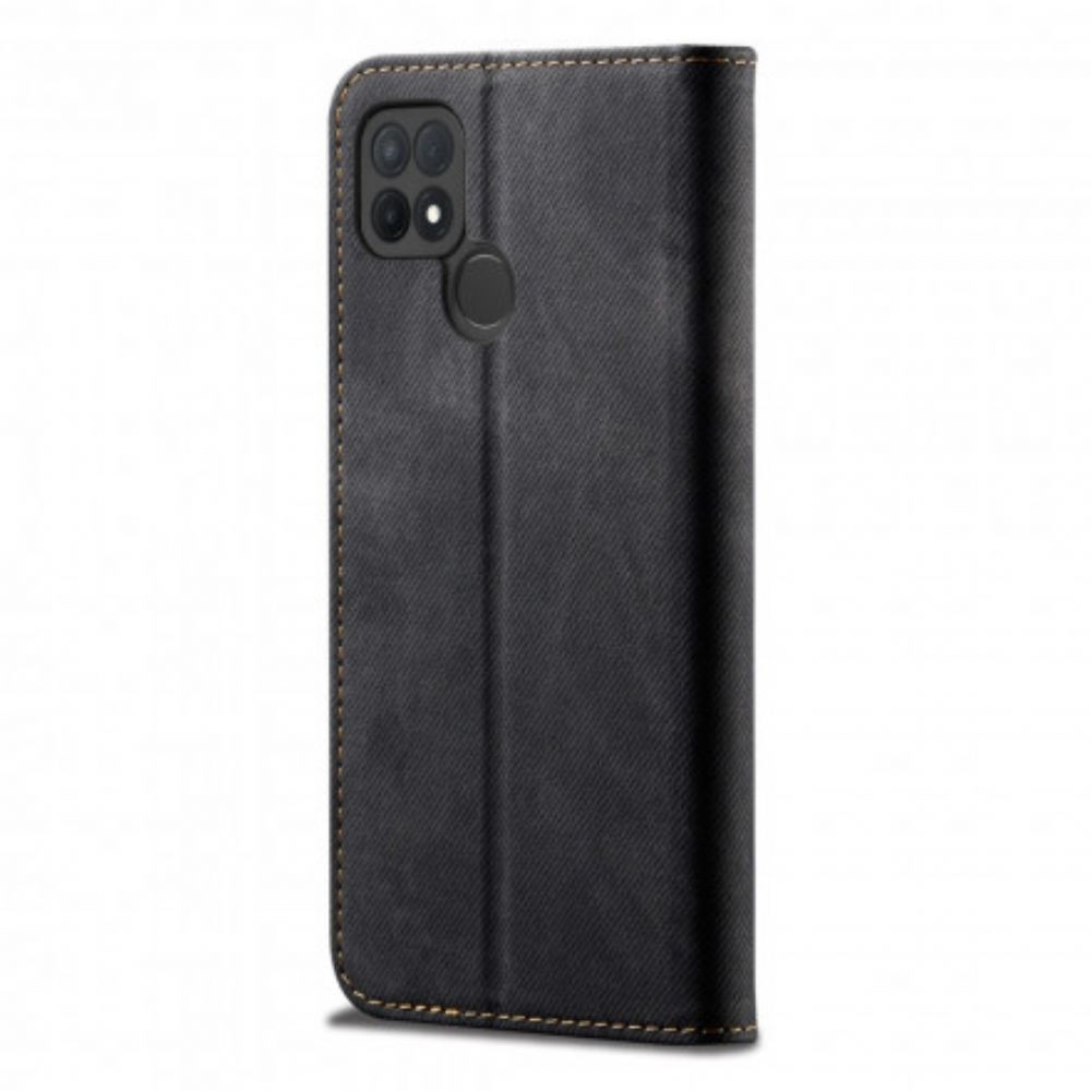 Bescherming Hoesje voor Oppo A15 Folio-hoesje Imitatieleer Jeanstextuur
