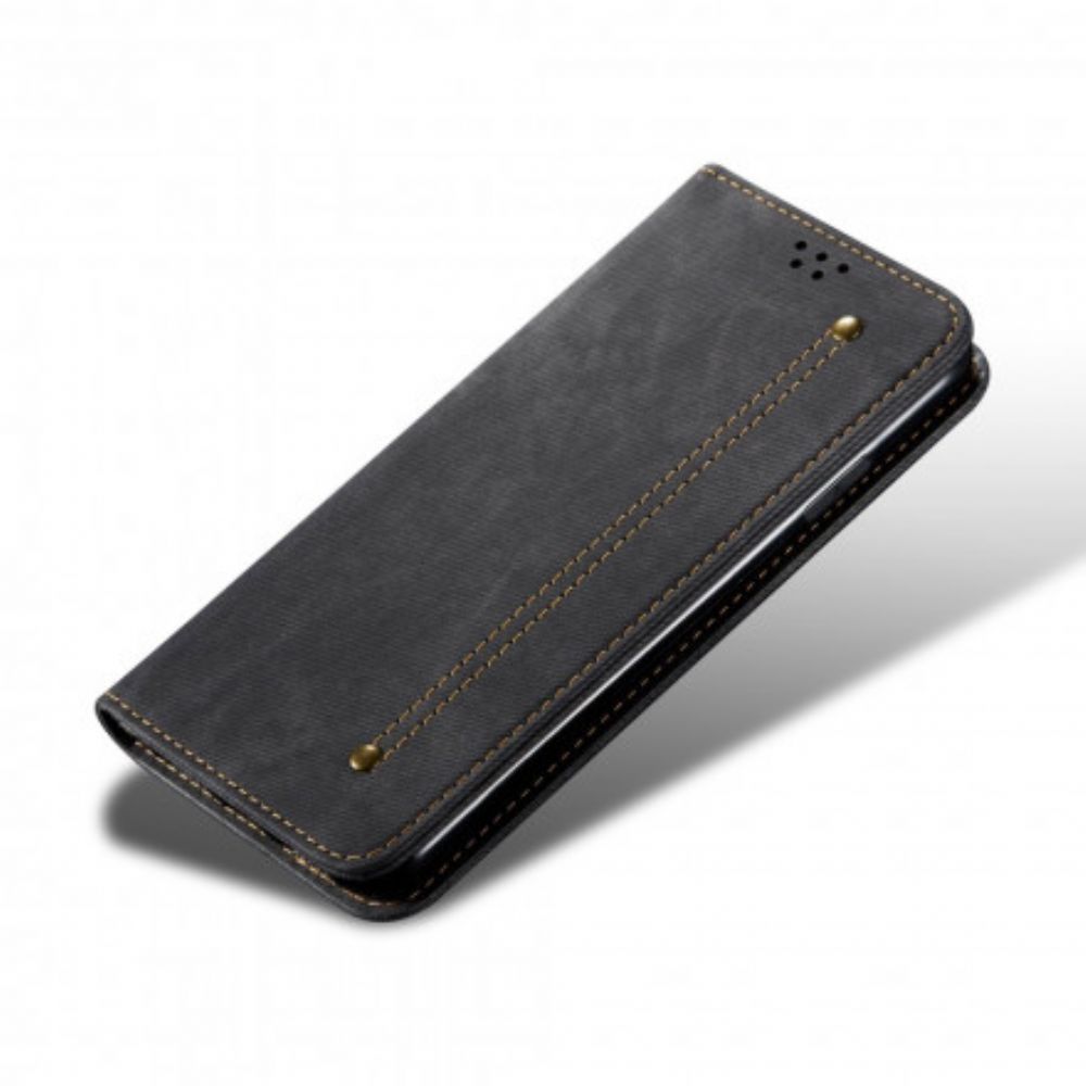Bescherming Hoesje voor Oppo A15 Folio-hoesje Imitatieleer Jeanstextuur