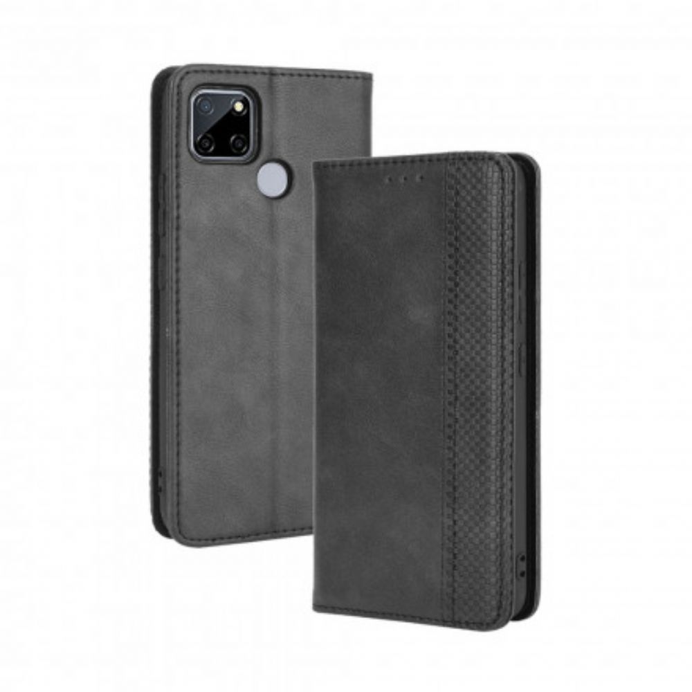 Bescherming Hoesje voor Oppo A15 Folio-hoesje Vintage Gestileerd Leereffect