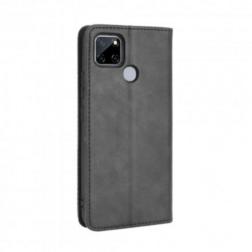Bescherming Hoesje voor Oppo A15 Folio-hoesje Vintage Gestileerd Leereffect