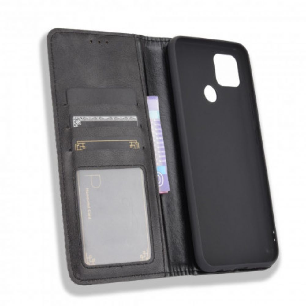 Bescherming Hoesje voor Oppo A15 Folio-hoesje Vintage Gestileerd Leereffect
