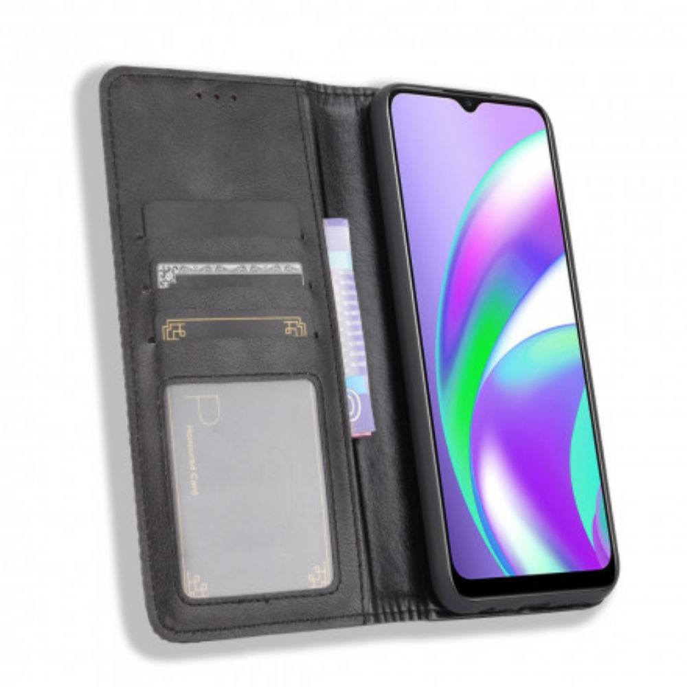 Bescherming Hoesje voor Oppo A15 Folio-hoesje Vintage Gestileerd Leereffect