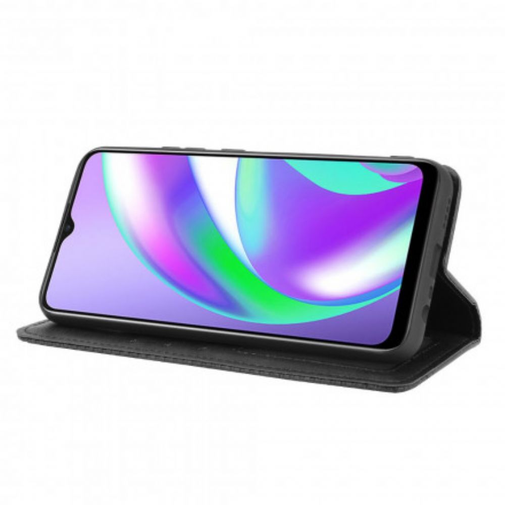 Bescherming Hoesje voor Oppo A15 Folio-hoesje Vintage Gestileerd Leereffect