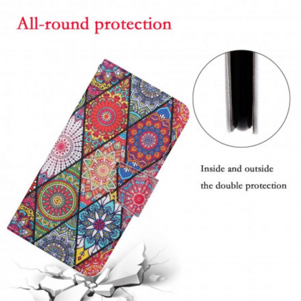 Folio-hoesje voor Oppo A15 Patchwork Met Lanyard