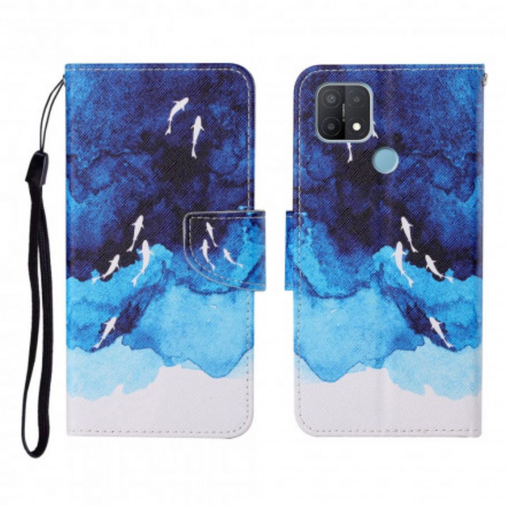 Leren Hoesje voor Oppo A15 Zee Met Riem