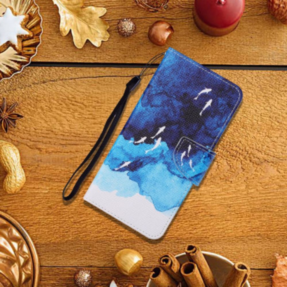 Leren Hoesje voor Oppo A15 Zee Met Riem