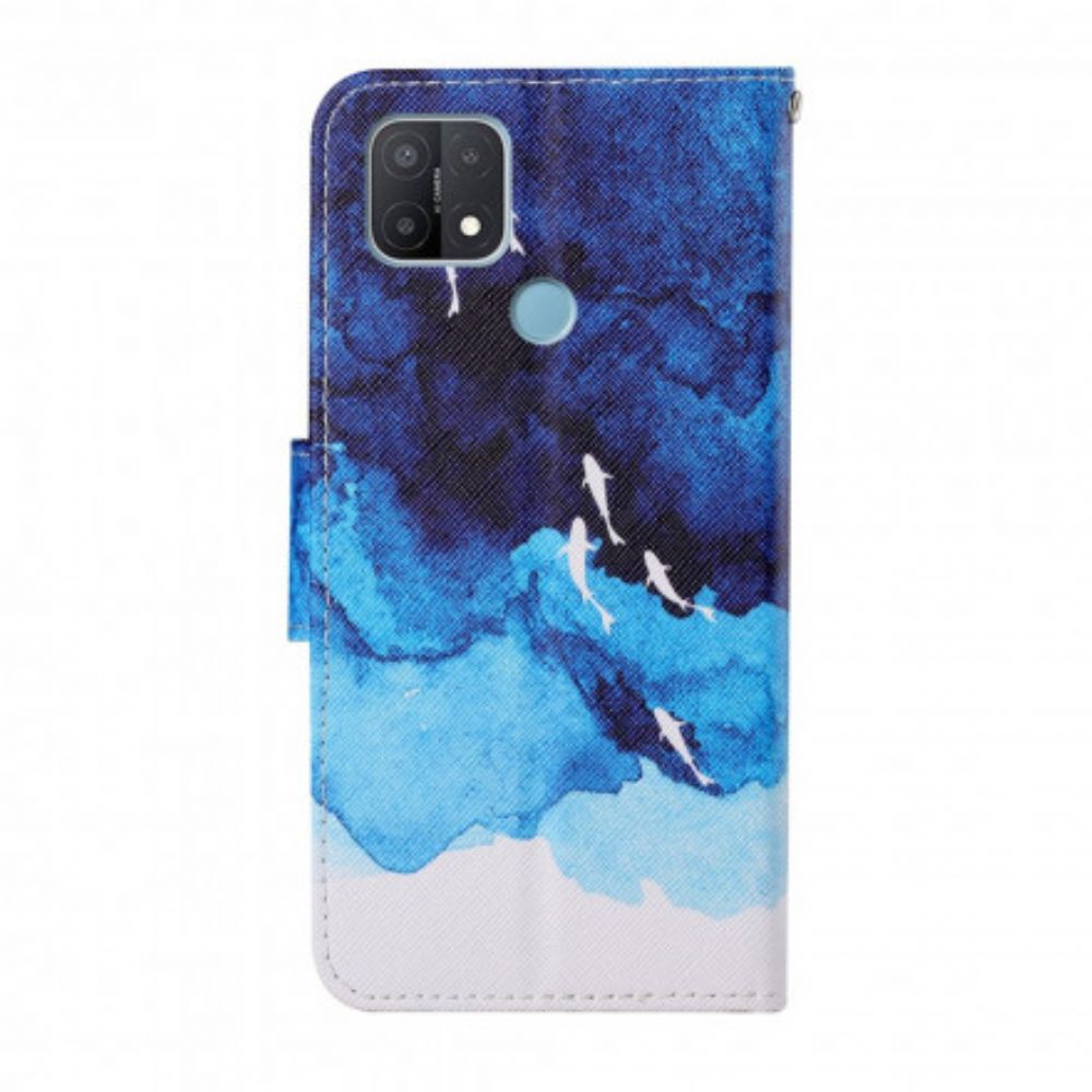 Leren Hoesje voor Oppo A15 Zee Met Riem