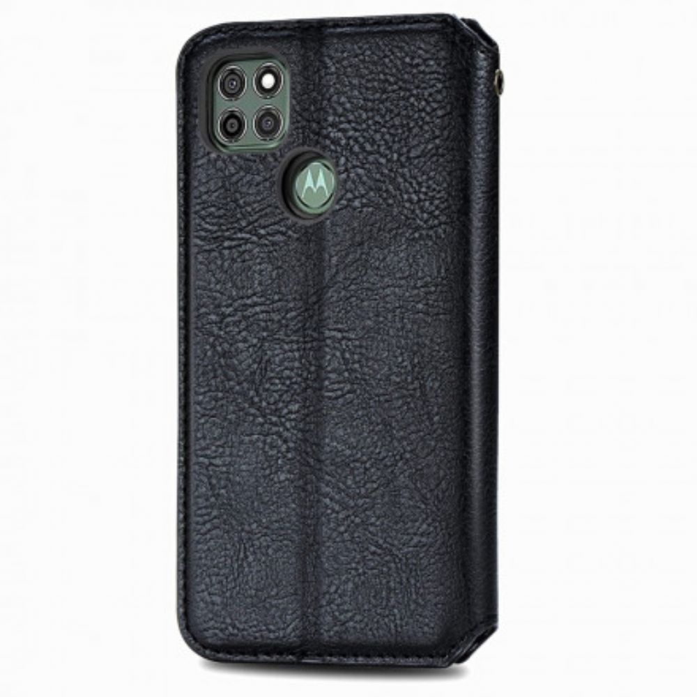 Bescherming Hoesje voor Moto G9 Plus Folio-hoesje Diamant Textuur Leereffect