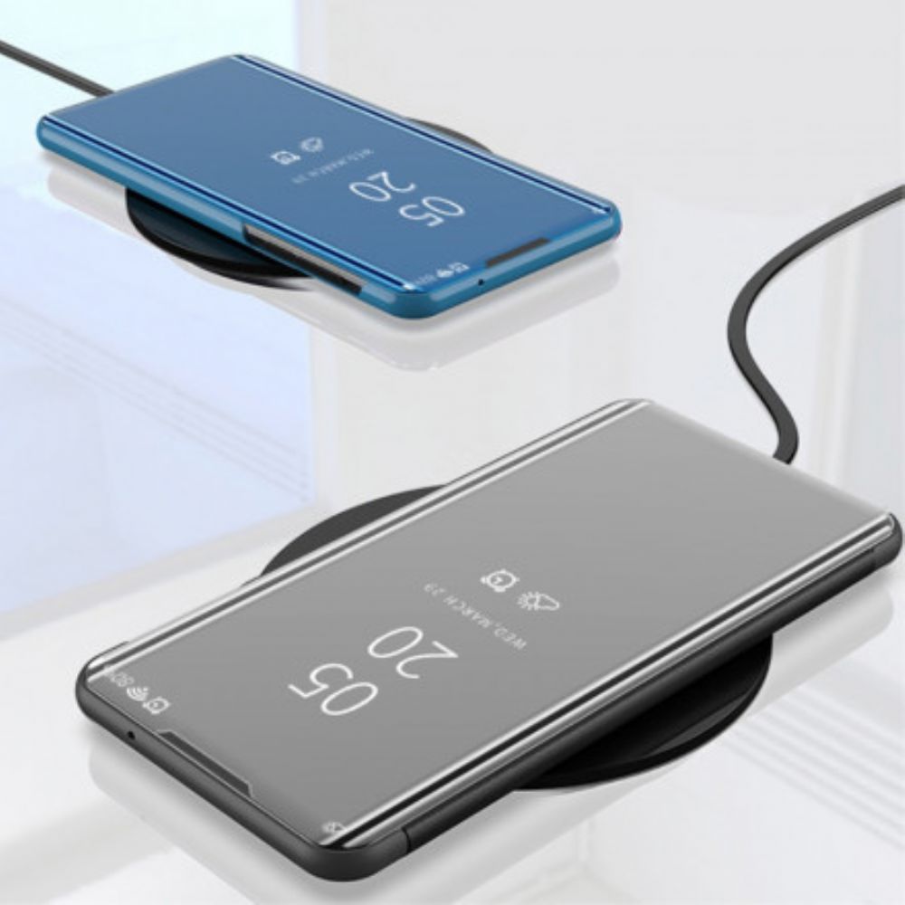 Bescherming Hoesje voor Moto G9 Plus Spiegel En Kunstleer