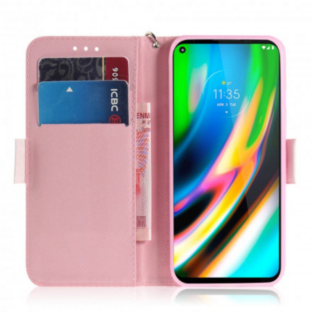 Folio-hoesje voor Moto G9 Plus Met Ketting Thong Hamsters