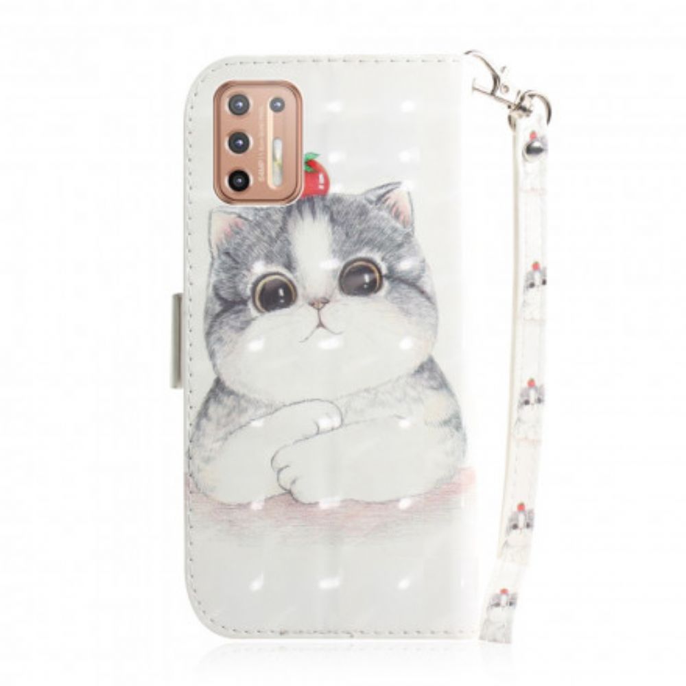 Folio-hoesje voor Moto G9 Plus Met Ketting Tomaat Op De String Cat