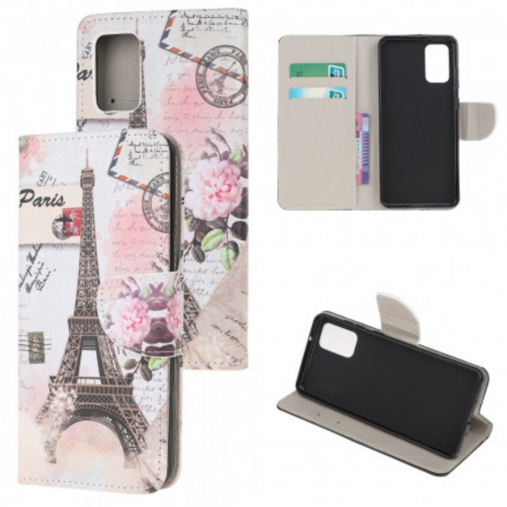 Folio-hoesje voor Moto G9 Plus Retro Eiffeltoren